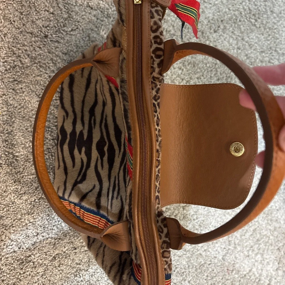 Longchamp Limited Edition Le Pliage Dyed Fur Tote Bag Fur Leather Nylon - Picture 3 of 4